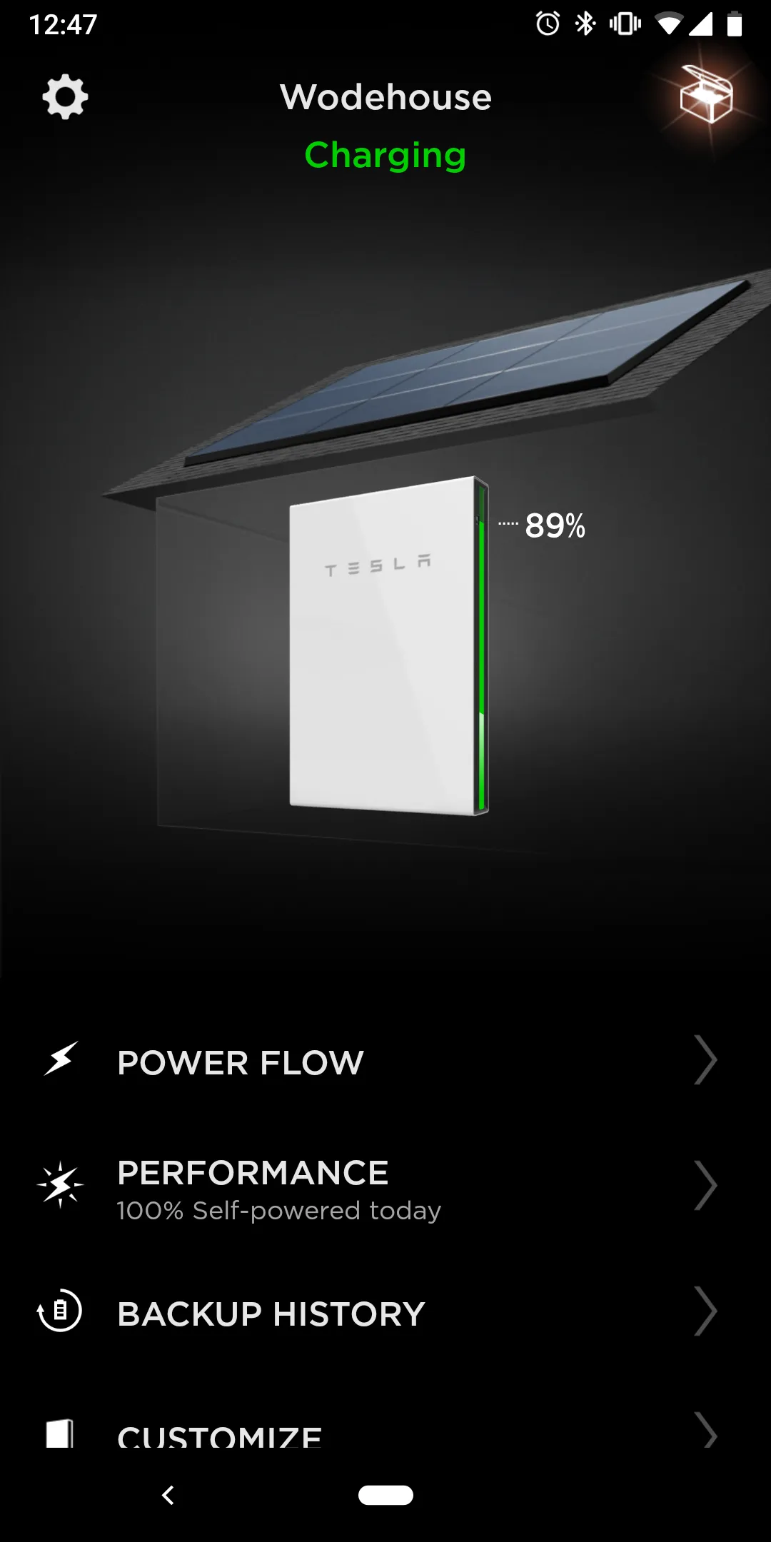 Tesla solar mobile screenshot