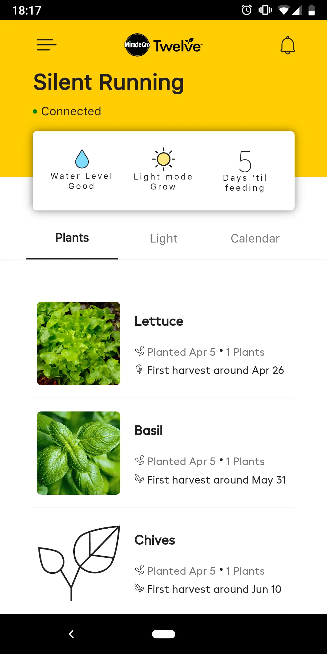 Miracle Gro app screenshot