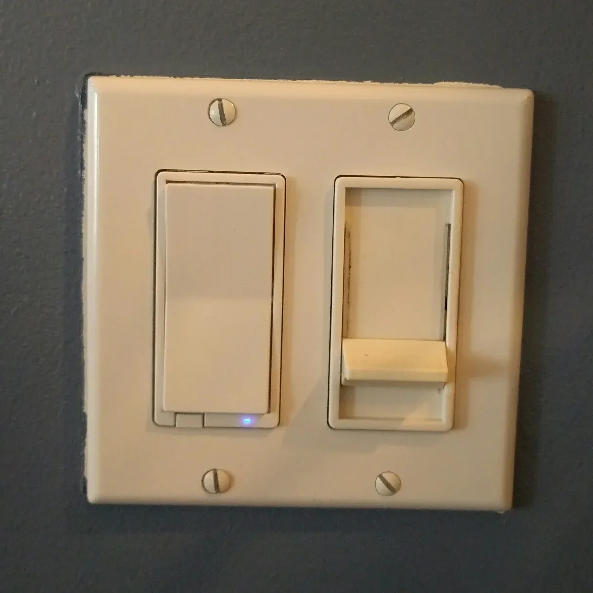 A progressively enhanced z-wave dimmer and an old-skool model; both work physically if the network is down.